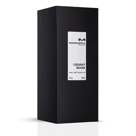 Mancera Cedrat Boise Eau de Parfum spray bottle, 120ml, with sleek design and elegant label visible.