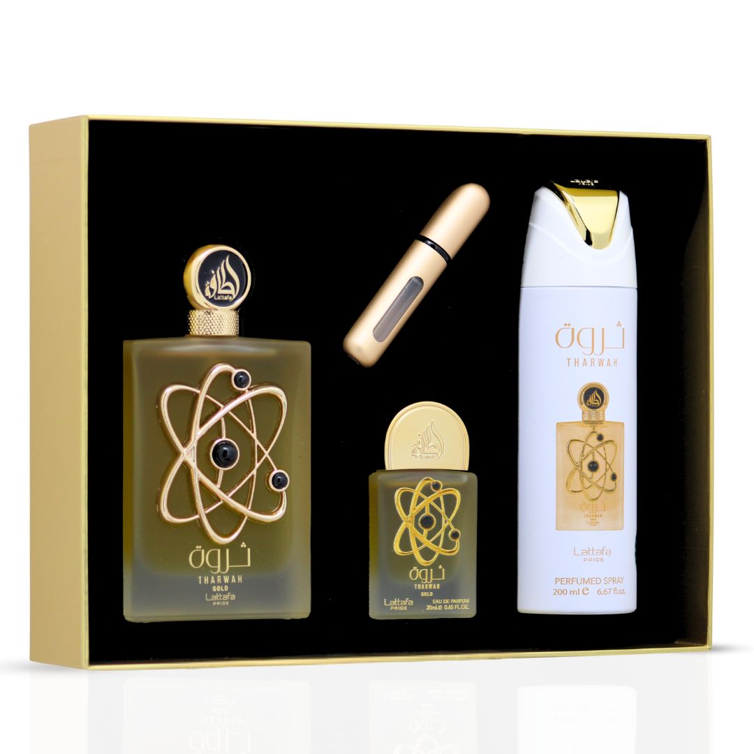 Tharwah Gold 3-Piece Perfume Gift Set by Lattafa Pride (Gift Set) - Intense Oud