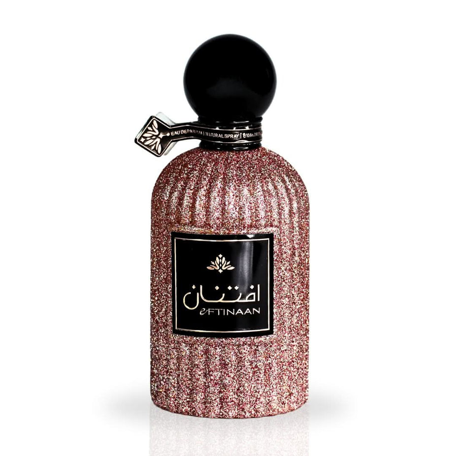 Eftinaan Eau de Parfum spray by Ard Al Zaafaran, 100ml bottle, elegant design with floral and spicy scent elements.