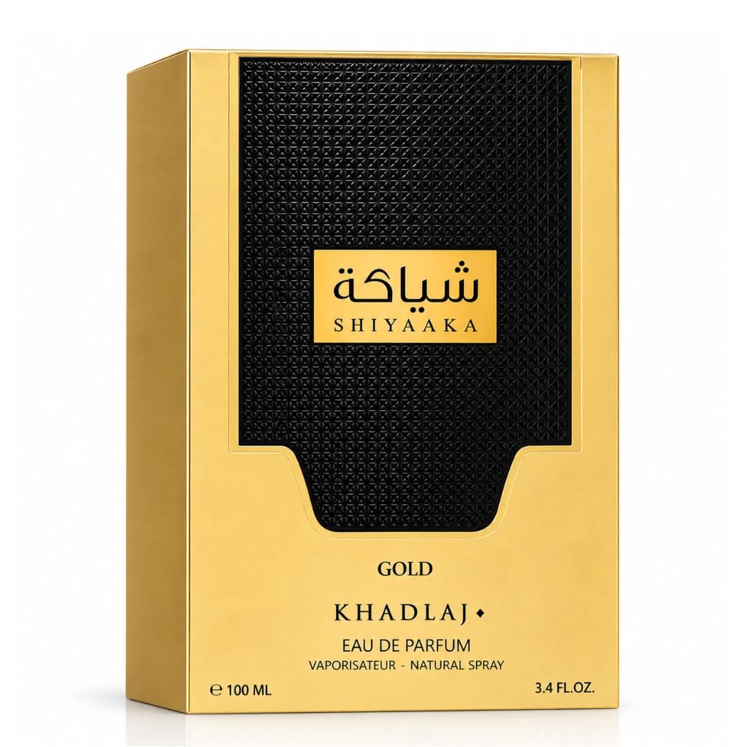 Khadlaj Shiyaaka Gold Eau de Parfum Spray 100ml bottle and packaging
