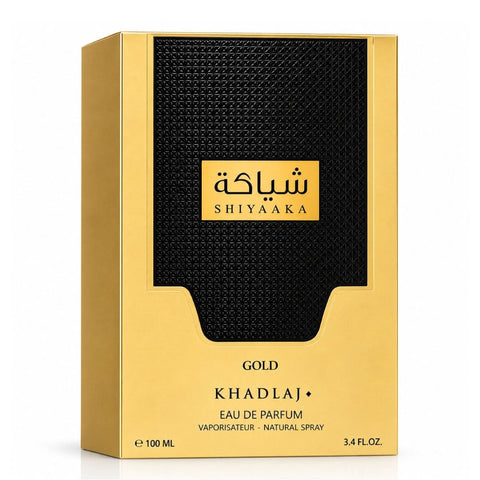 Khadlaj Shiyaaka Gold Eau de Parfum Spray 100ml bottle and packaging