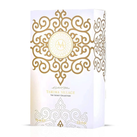 Tamima Sillage Eau de Parfum spray by Moresque, 75ml bottle, featuring elegant packaging and the perfume bottle design.