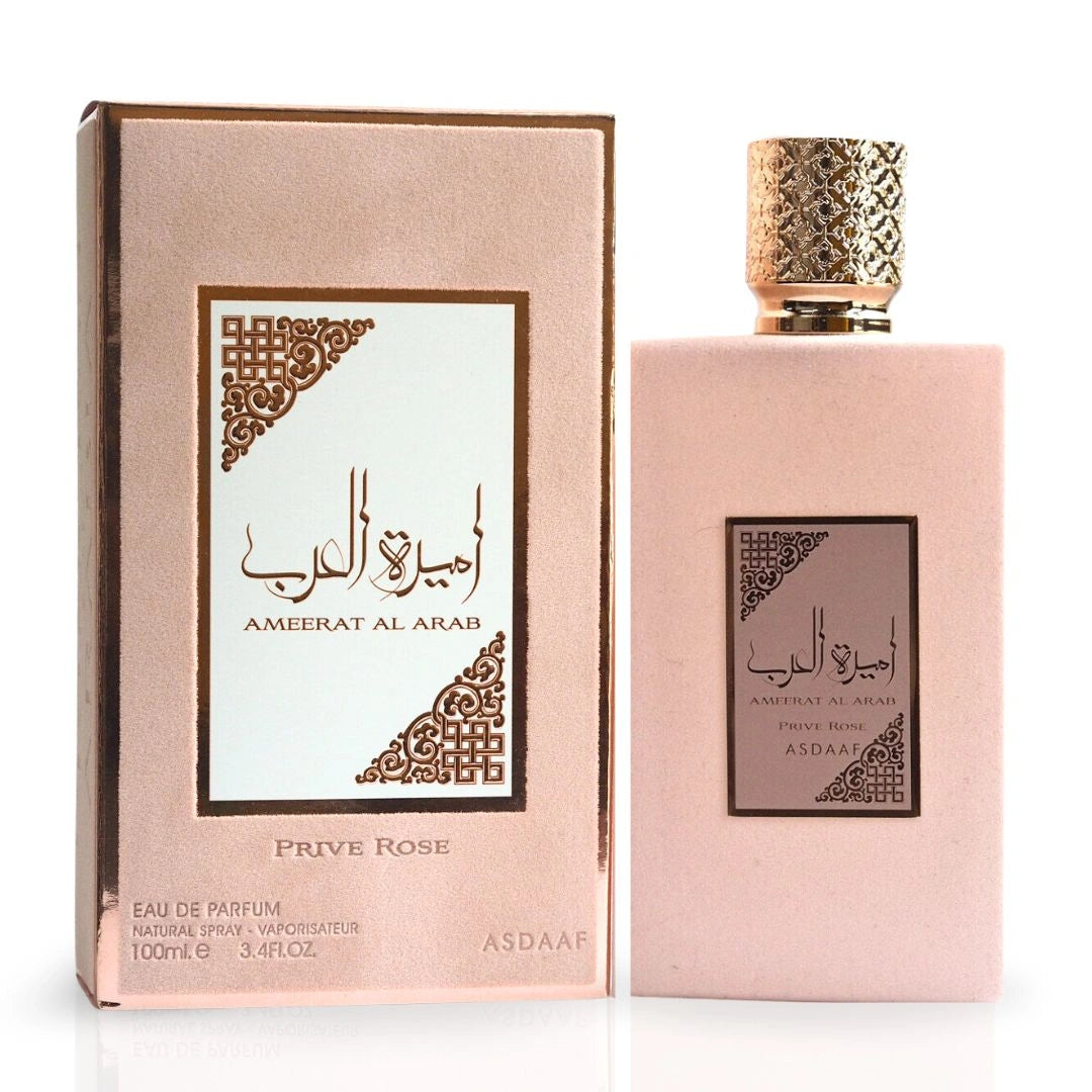 Ameerat Al Arab Prive Rose Eau de Parfum Spray 100ml (3.4 oz) & All Over Spray 150ml (5.07 oz) by Asdaaf | Grace In Every Note (Bundle) - Intense Oud
