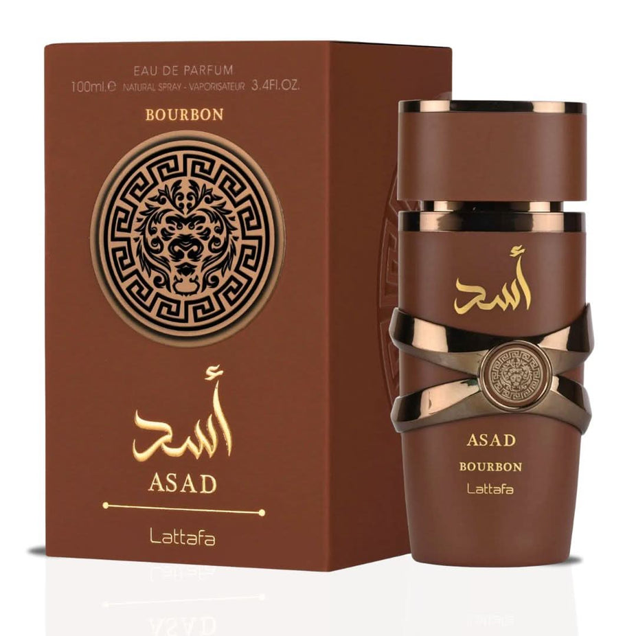 Lattafa Asad Bourbon 100ml and Qaed Al Fursan Untamed 90ml Eau de Parfum spray bundle, featuring two luxury fragrance bottles.