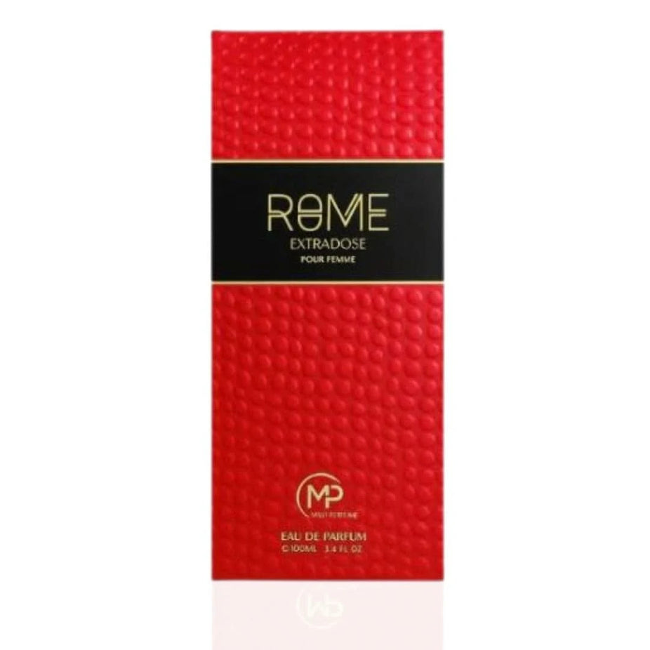 Rome Extradose Pour Femme Eau De Parfum Spray by Mast Perfume, 100ml, with elegant bottle and floral fragrance accents.