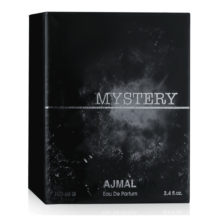 Ajmal Mystery for Men EDP 100ML Eau De Parfum bottle with sleek black cap and elegant packaging.