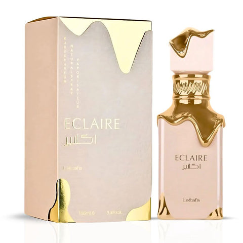 Lattafa Eclaire and Ard Al Zaafaran Pink Blush Shams Al Emarat perfume spray bundle, 100ml each, featuring floral and fruity fragrances.