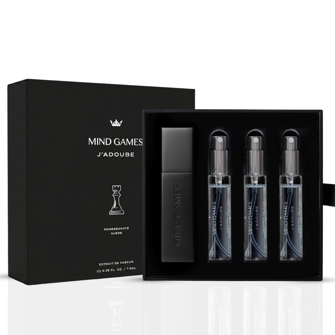 Mind Games J’Adoube Travel Trio set with three 7.5ml bottles of game liquid in a compact collection.