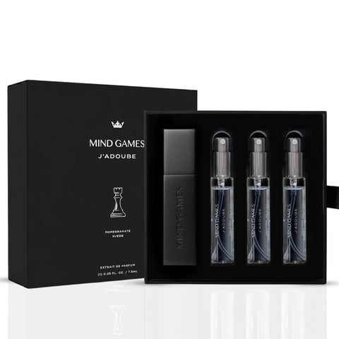 Mind Games J’Adoube Travel Trio set with three 7.5ml bottles of game liquid in a compact collection.