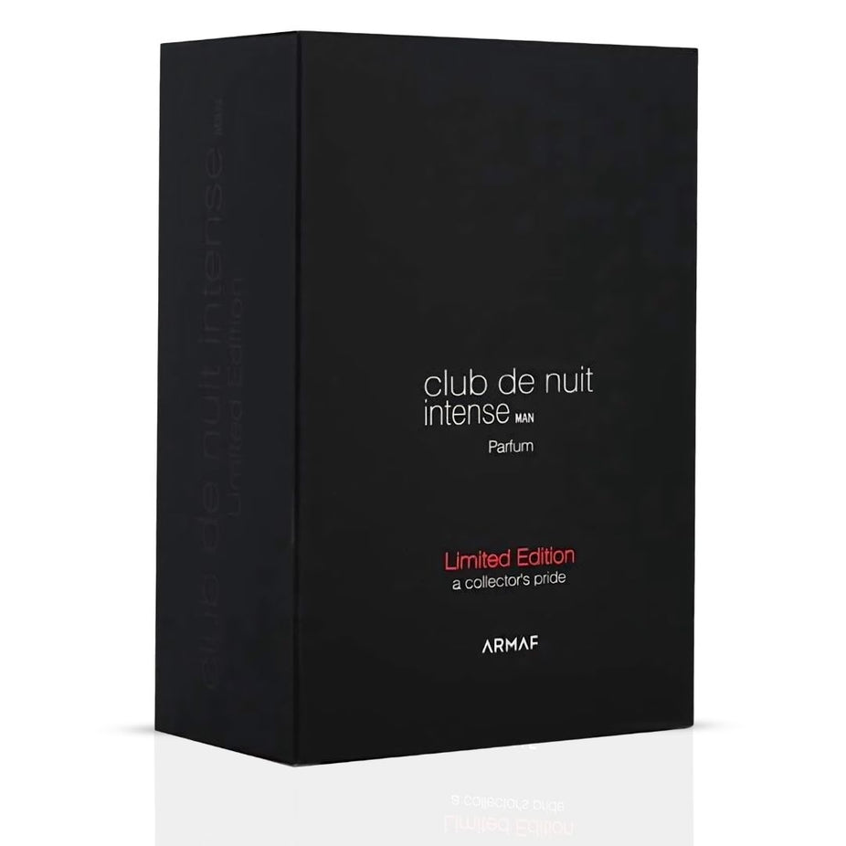 Armaf Club De Nuit Intense Man Limited Edition Pure Parfum Gift Box, 105ml EDP Extrait De Parfum, with perfume bottle and packaging.