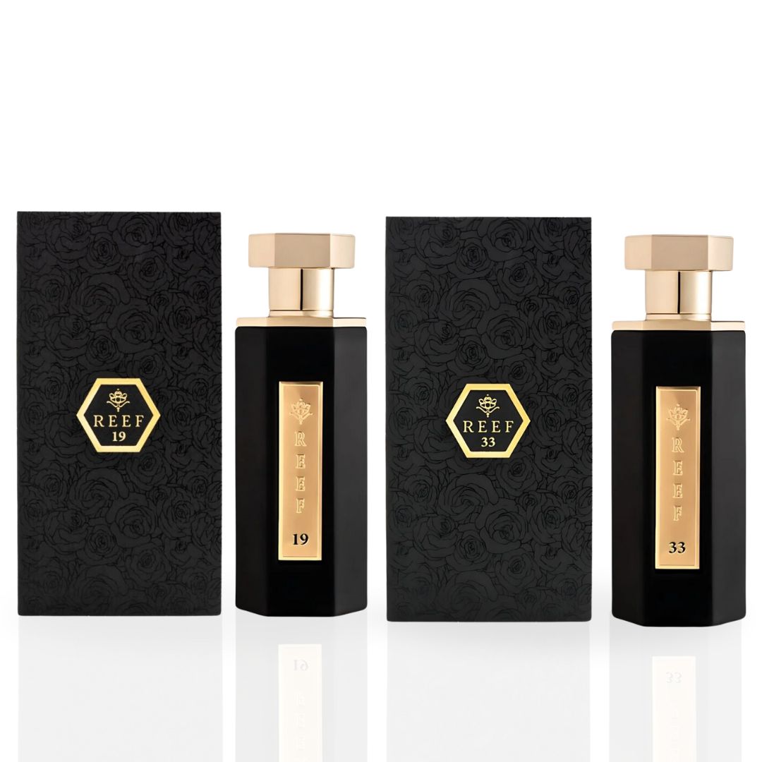 Reef 19 & Reef 33 EDP Sprays 100ML (3.4 OZ) By Reef Perfumes | Long Lasting & Luxurious Fragrance. (BUNDLE) - Intense Oud