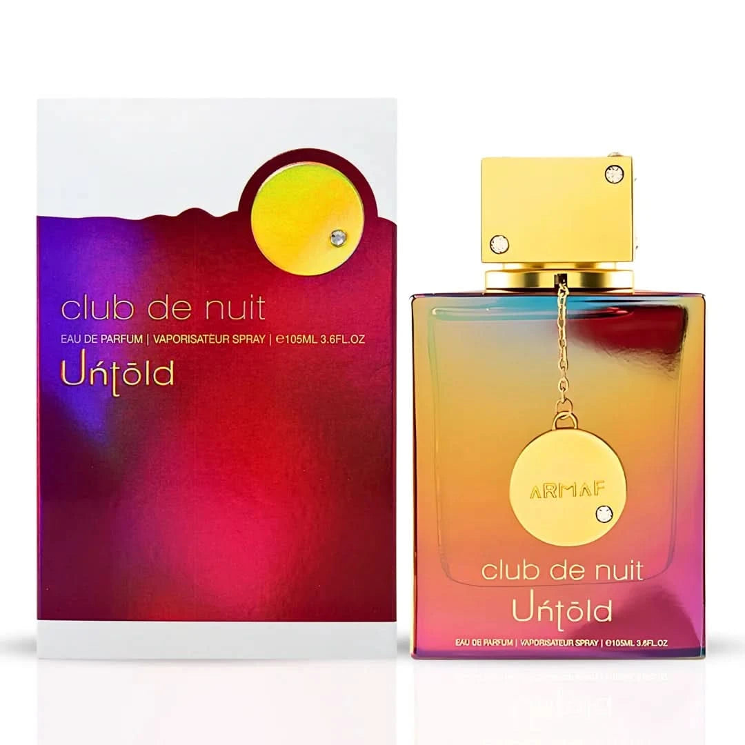 Armaf Club De Nuit Untold 105ml and Club de Nuit Bling 75ml Eau de Parfum bottles in a bundle, with sleek glass bottles and spray nozzles.