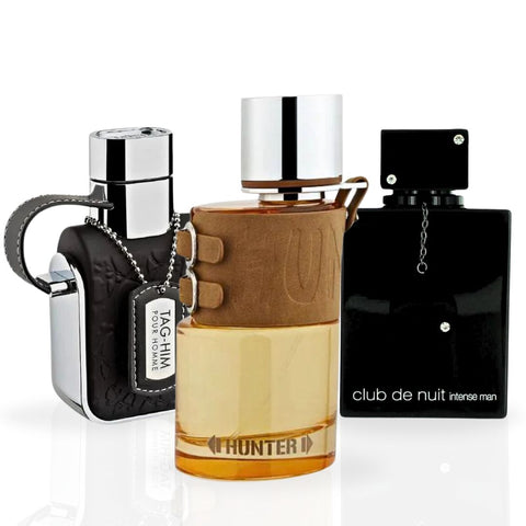 Club De Nuit Intense for Men, Hunter for Men, Tag Him - Perfume Sprays by ARMAF | Long Lasting, Luxurious, Perfume for Men. (BUNDLE) - Intense Oud
