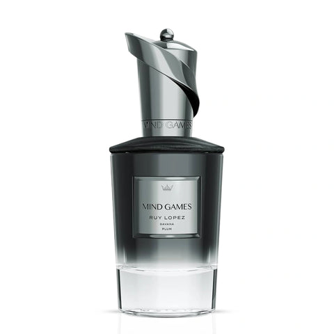 Ruy Lopez Extrait de Parfum by Mind Games, 100ml EDP bottle with elegant black and gold packaging.