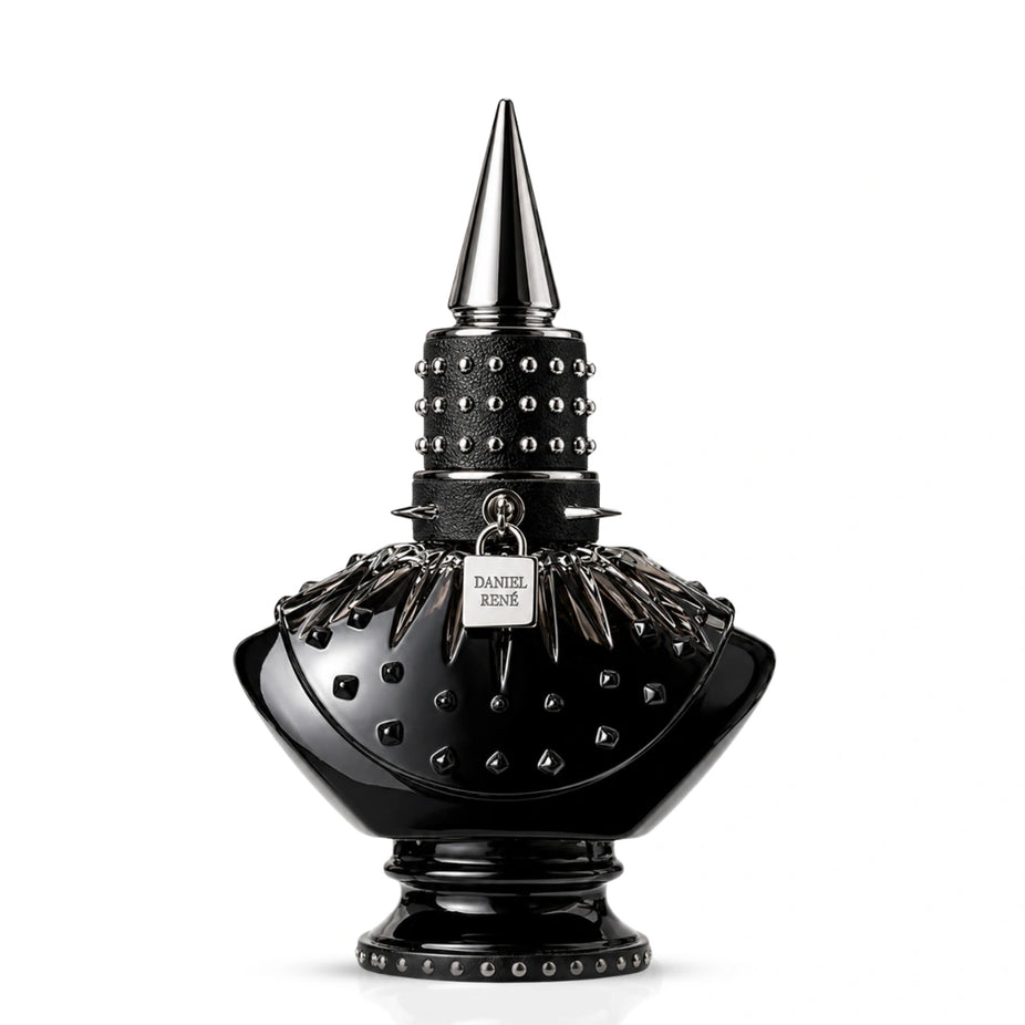 Paris Corner Midnight Sin Eau de Parfum spray bottle, 100ml, sleek black packaging with elegant design and floral accents.