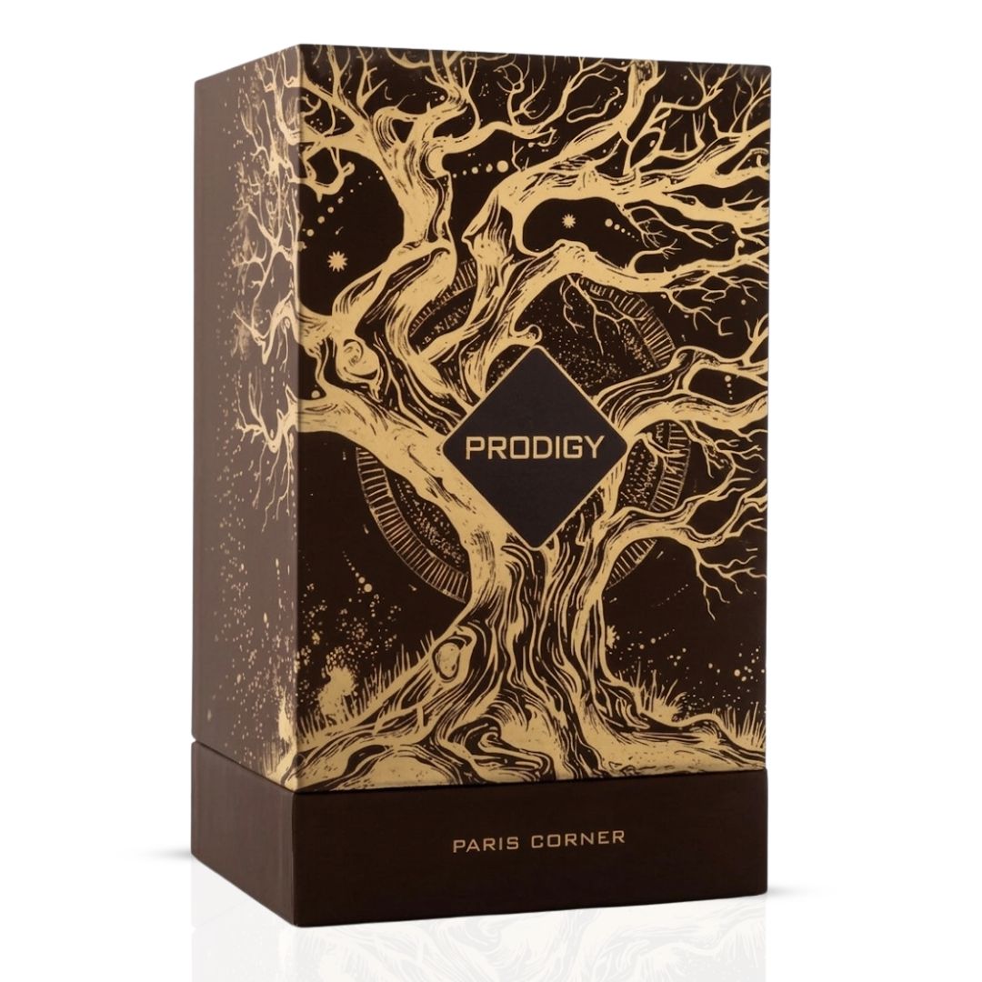 Paris Corner Prodigy Eau de Parfum Spray 100ml bottle with elegant design and floral accents visible in the image.