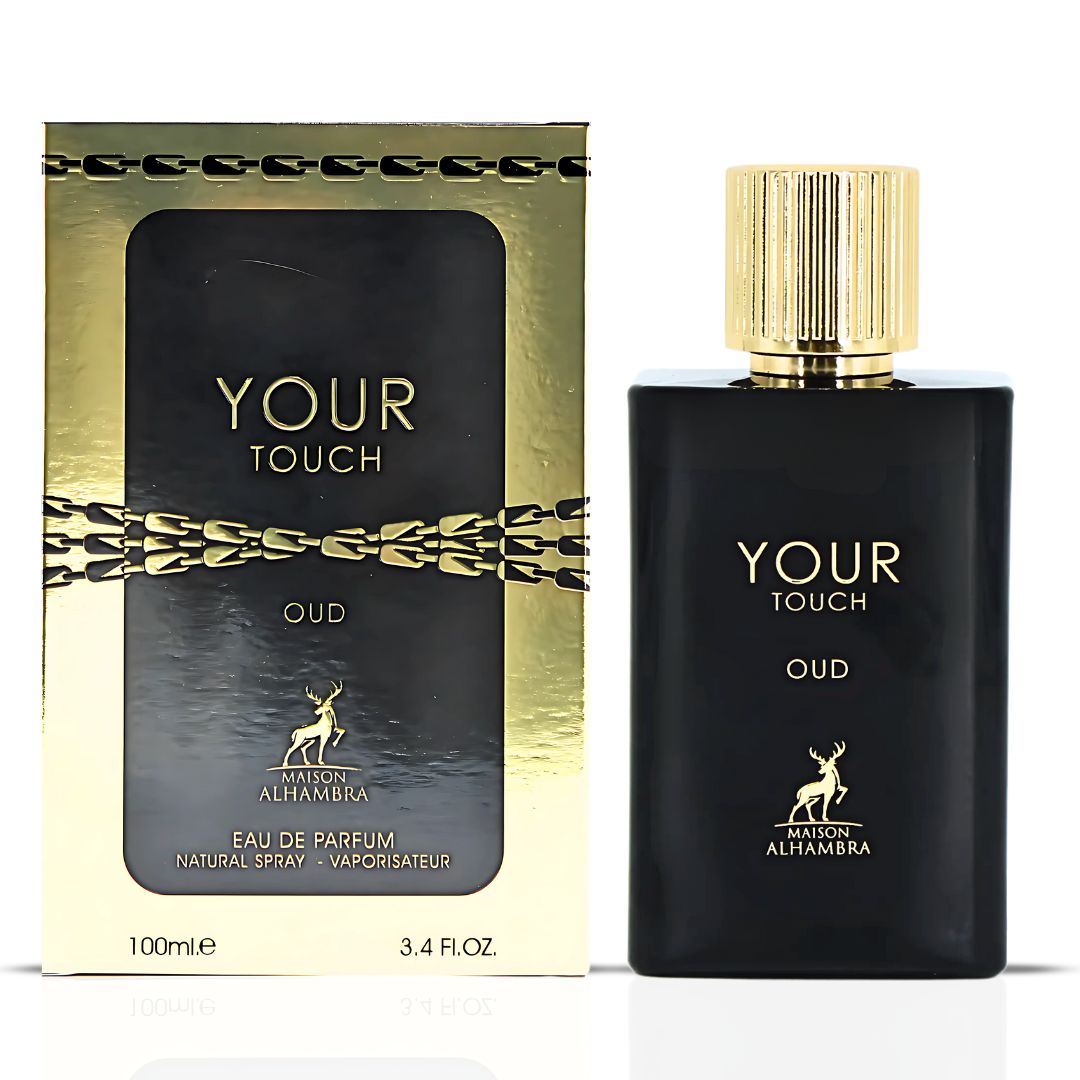 Your Touch Oud & Your Touch Intense Eau De Parfum Sprays 100ML (3.4 OZ) by Maison Alhambra | A Rich, Bold Duo with Oud, Honey & Spice. (Bundle) - Intense Oud