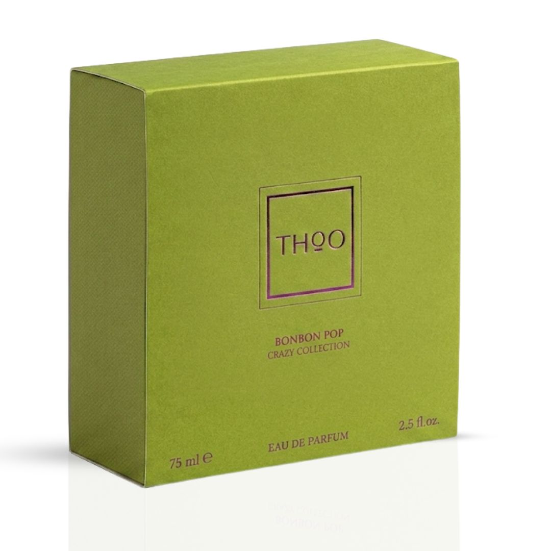 Bonbon Pop Eau de Parfum spray by THOO, 75ml bottle, featuring elegant packaging and the fragrance bottle with floral accents.