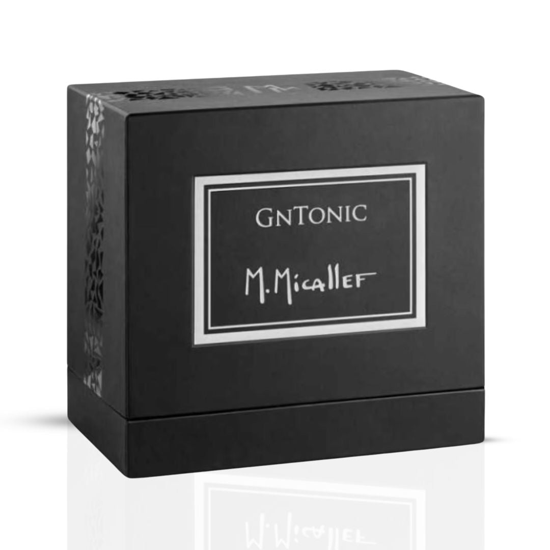 M. Micallef GNTonic Eau De Parfum Spray 100ml bottle, elegant design, showcasing the fragrance bottle with a cap and label.