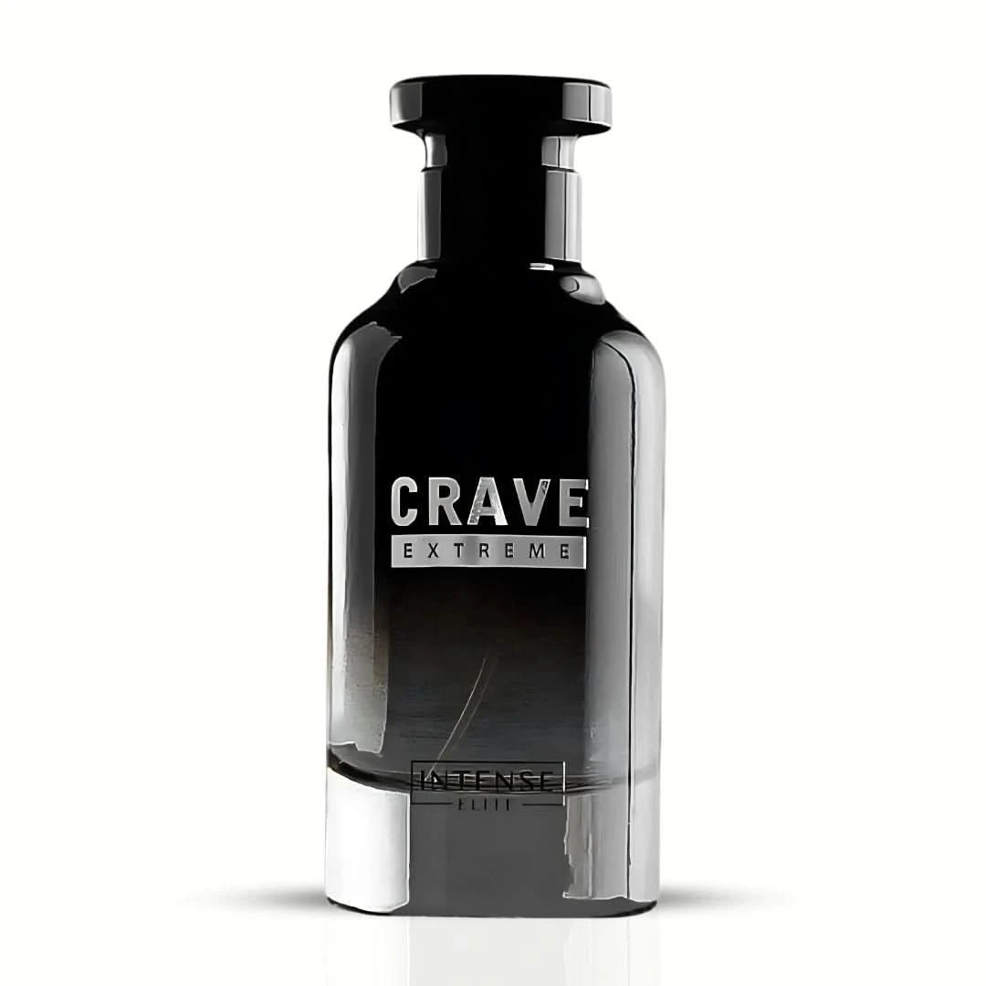 Intense Elite Crave Extreme Eau de Parfum spray 100ml with velvet pouch, showcasing the elegant fragrance bottle.