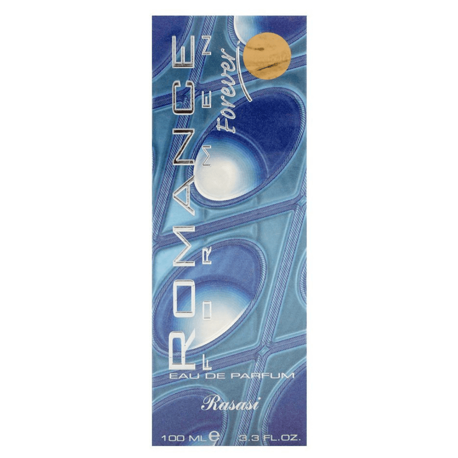 Rasasi Romance Forever for Men Eau De Parfum bottle, 100ml, with elegant packaging and sleek design visible in the image.