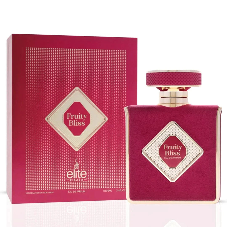 Bundle of Fruity Bliss Eau de Parfum by Elite Risala and Pink Blush Shams Al Emarat by Ard Al Zaafaran, both 100ml fragrances.