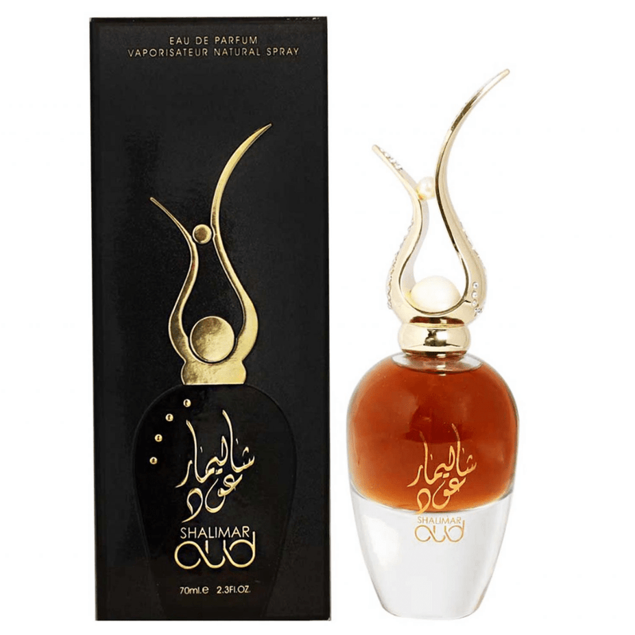 Shalimar Oud EDP by Ard Al Zaafaran, 70ml Eau De Parfum bottle with elegant packaging and golden accents.