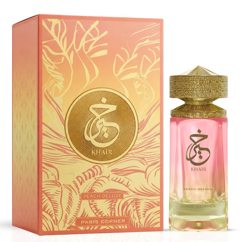 Khair Peach Delulu & Khair Fusion Eau de Parfum Sprays 100ml (3.4 oz) by Paris Corner (Bundle)
