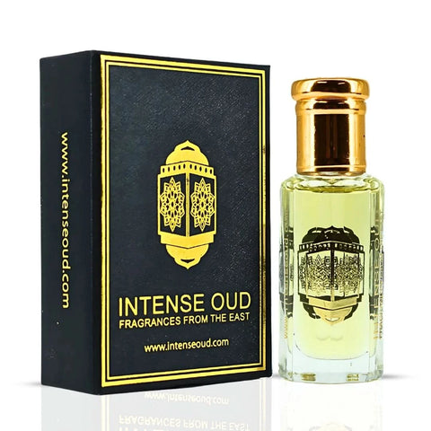 Intense Oud Rouje Madawi & Vanilla Musk perfume oils bundle, 12ml, featuring two elegant perfume oil bottles with floral and vanilla scents.