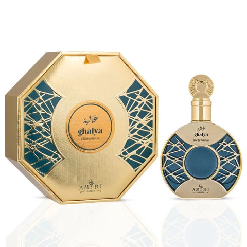 Hamidi Ghalya Amiri, Amiri Rahaf, and Fondue Exotic Eau de Parfum spray bundle in 100ml bottles, featuring elegant packaging.