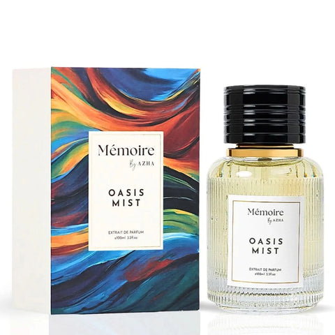 AZHA Oasis Mist & Velvet Whispers perfume spray bundle from Memoire Collection, featuring two 100ml fragrance bottles.