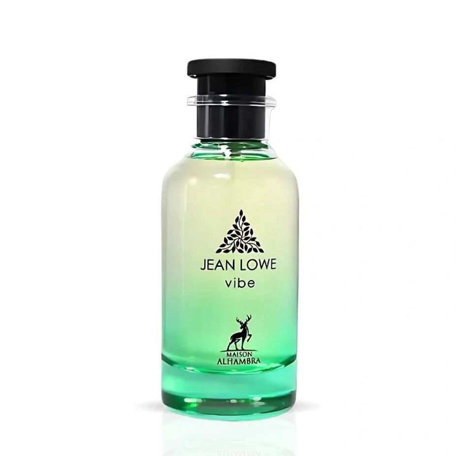 Maison Alhambra Jean Lowe Vibe Eau De Parfum spray 100ml bottle, elegant perfume packaging and design.