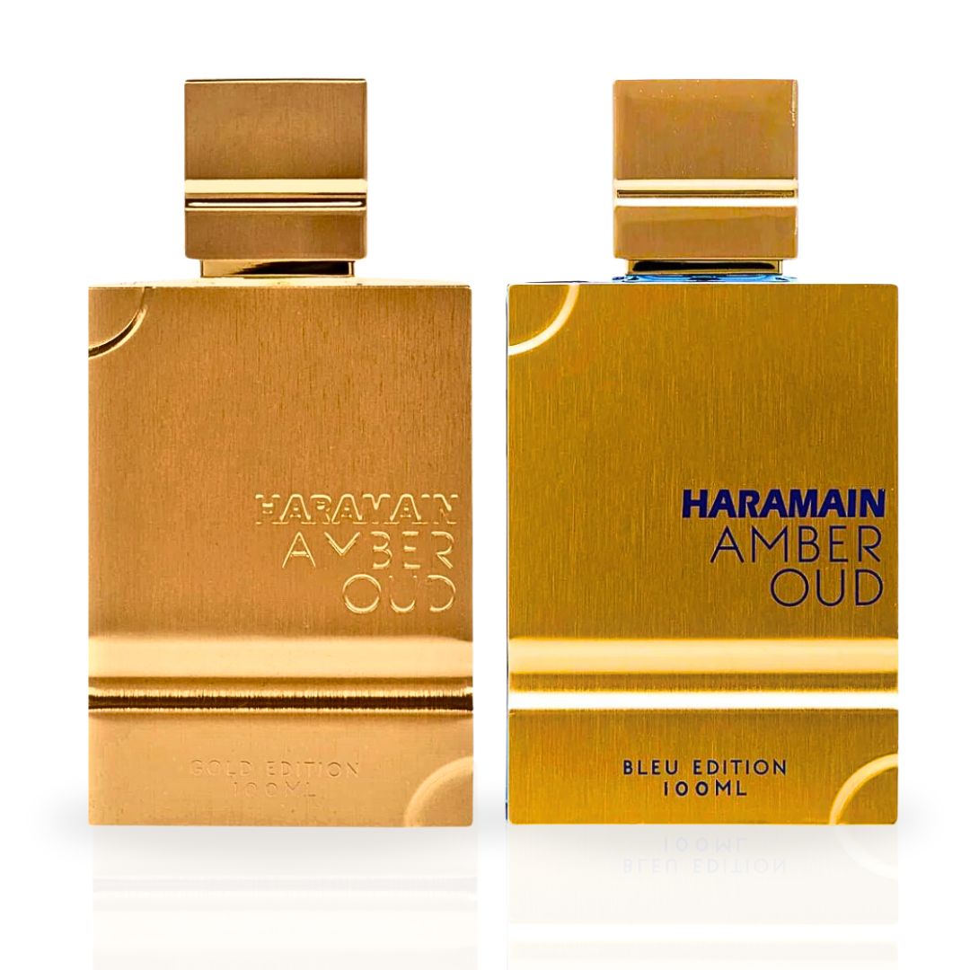 Amber Oud Gold Edition & Amber Oud Bleu Edition - EDP Sprays 100ML (3.4 OZ) By Al Haramain | Long Lasting & Luxurious Perfumes. (ICONIC BUNDLE) - Intense Oud