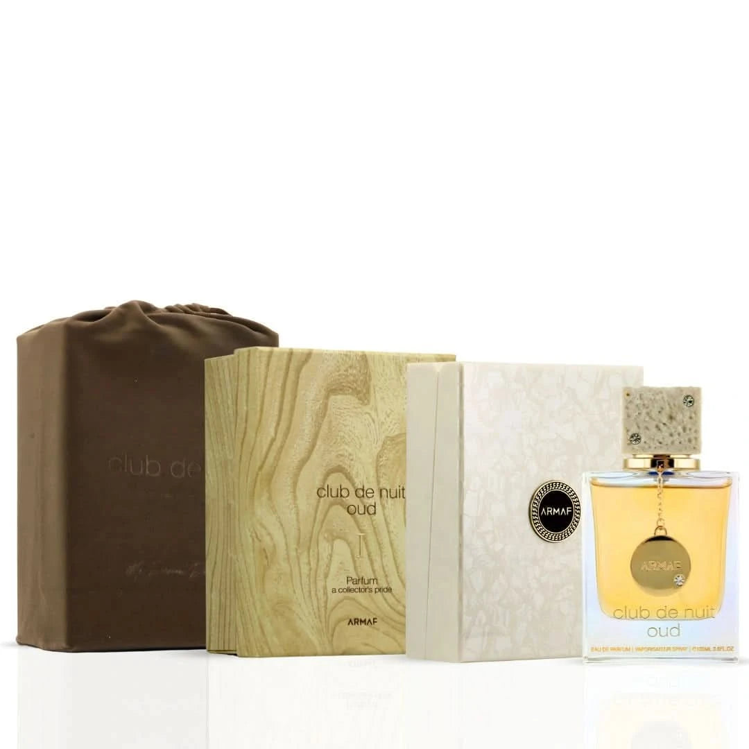 Armaf Club De Nuit Oud I Eau de Parfum spray 105ml bottle, featuring sleek black design and luxurious fragrance for men.