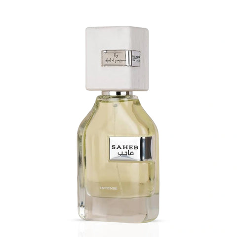 Ard Al Zaafaran Saheb Intense Eau de Parfum spray 70ml bottle with elegant design, showcasing the perfume container.