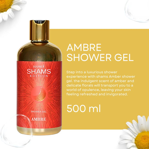 Hamidi Shams Edition Ambre Shower Gel 500ml (16.9 OZ) By Hamidi | Ultra Moisturizing, Skin-Nourishing, Sulfate & Paraben Free. - Intense Oud