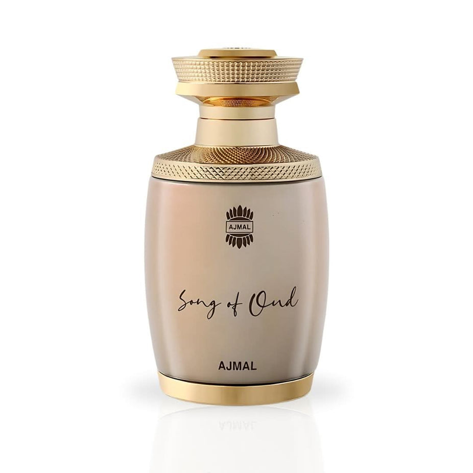 Ajmal Song of Oud EDP perfume spray bottle, 75ml, with elegant floral design and luxurious packaging.