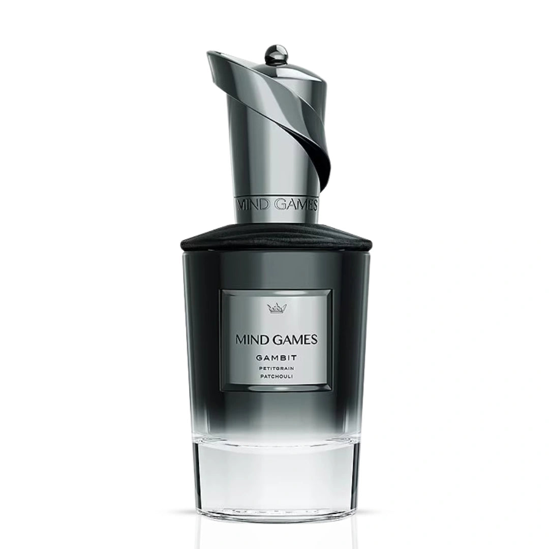 Gambit Extrait de Parfum 100ml by Mind Games, elegant EDP bottle with sleek design, showcasing the luxury fragrance.