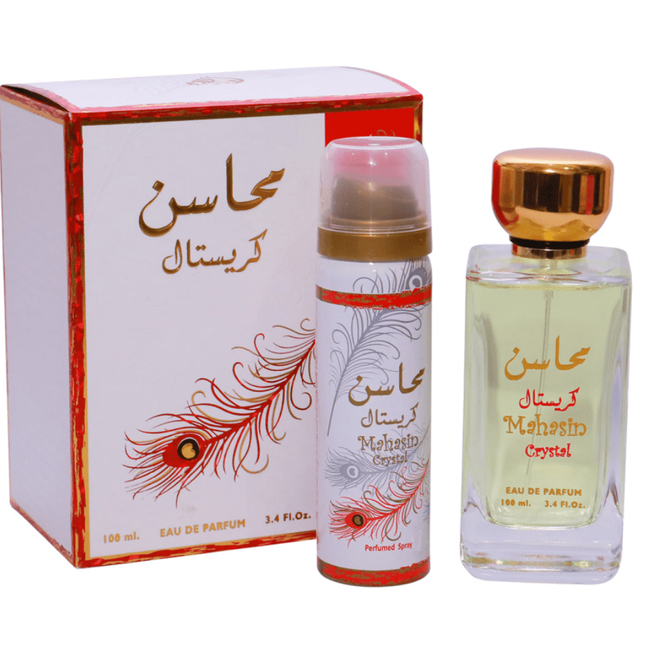 Mahasin Crystal for Women EDP - 100ML (3.4oz) w/ Deo by Lattafa - Intense oud