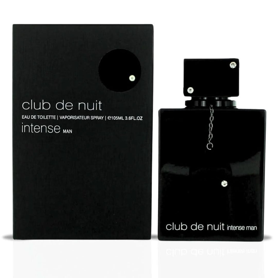 Armaf Club De Nuit Intense For Men EDT and Untold EDP spray bundle in 105ml bottles, with fragrance bottles displayed.