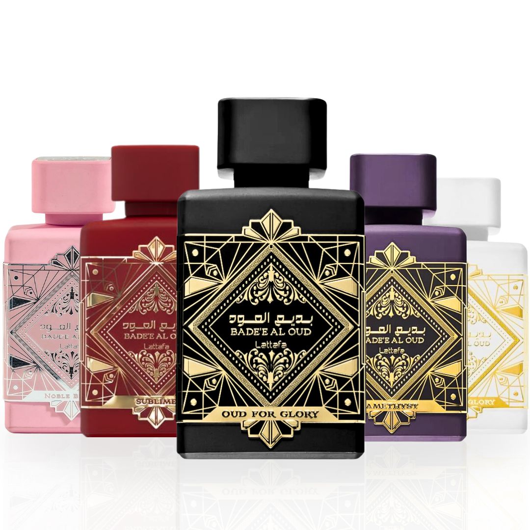 THE BAD'EE AL OUD COLLECTION - 100ML (3.4 OZ) By Lattafa | Experience The Elegance Of The Bad'ee Collection, Blending Spicy, Woody, Floral & Gourmand Notes. (PACK OF 5) - Intense Oud
