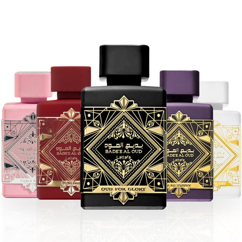 THE BAD'EE AL OUD COLLECTION - 100ML (3.4 OZ) By Lattafa | Experience The Elegance Of The Bad'ee Collection, Blending Spicy, Woody, Floral & Gourmand Notes. (PACK OF 5) - Intense Oud