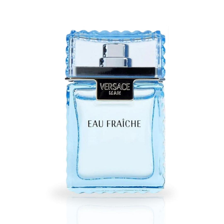 Miniature 5ml bottle of Versace Man Eau Fraiche Cologne EDT, featuring a sleek design and luxurious fragrance profile.