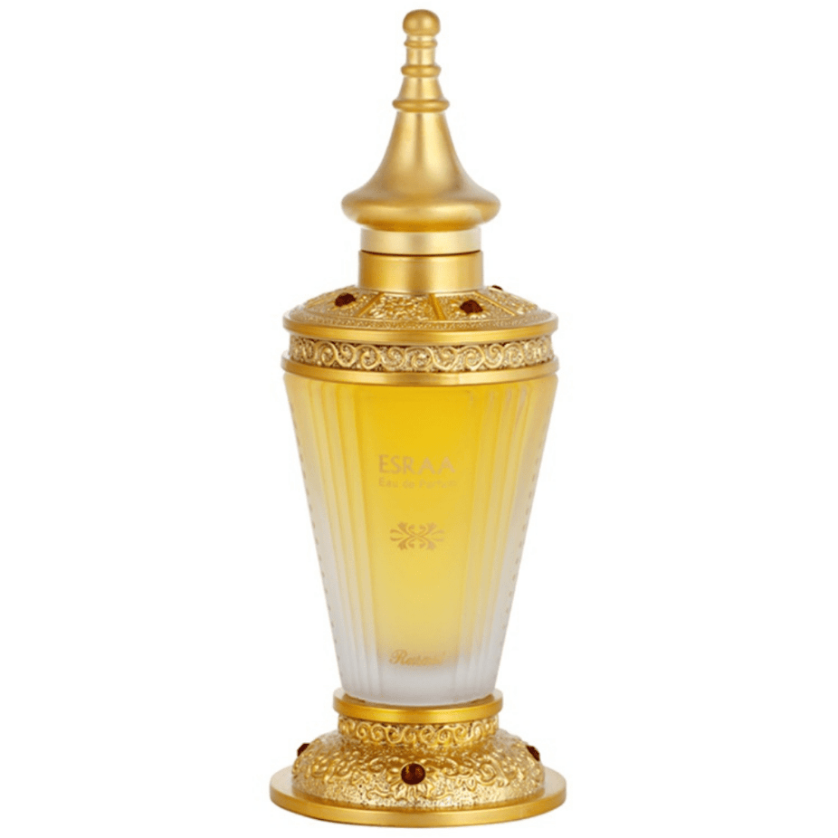 Esraa for Women EDP by Rasasi, 60 ML Eau De Parfum bottle with elegant packaging and floral fragrance design.