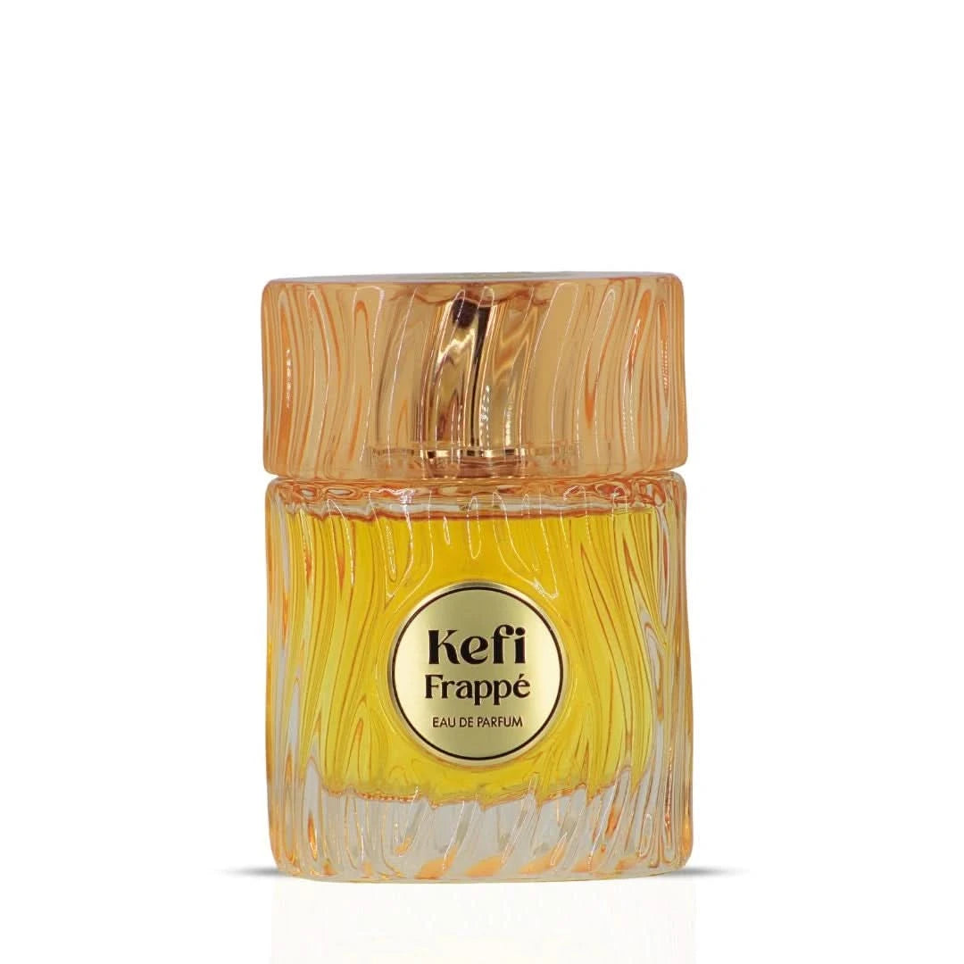 Elite Risala Kefi Frappe Eau de Parfum spray 100ml bottle, elegant design, showcasing the fragrance bottle with a sleek cap.
