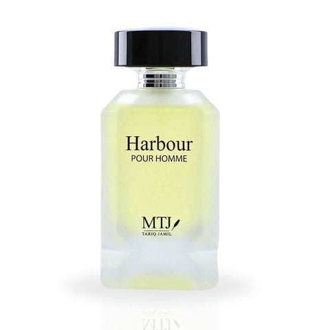 MTJ Harbour Pour Homme EDP spray 100ml with floral, spicy, aquatic, woody notes, masculine fragrance bottle and packaging.