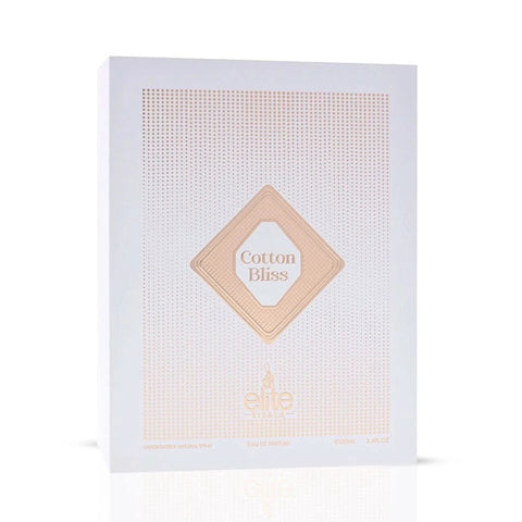 Elite Risala Cotton Bliss Eau de Parfum spray 100ml bottle with elegant packaging and floral design.