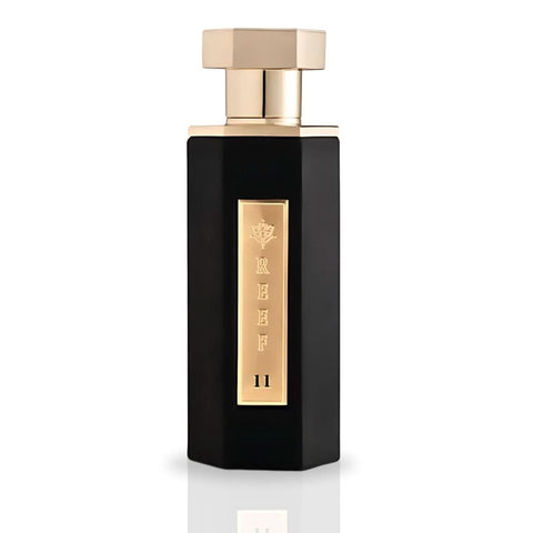 Reef 11 Eau de Parfum Spray in a 100ml bottle, with a velvet pouch, featuring elegant packaging by Reef Perfumes.
