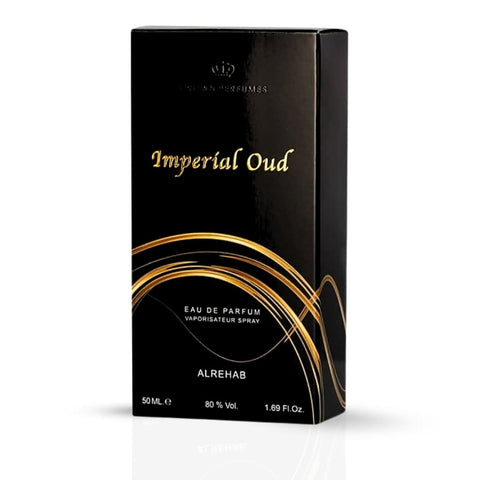 Imperial Oud Eau De Parfum Spray 50ML (1.7 OZ) By Al Rehab | A Rich Blend of Vanilla, Smoky Leather & Oud Softened by Lavender. - Intense Oud