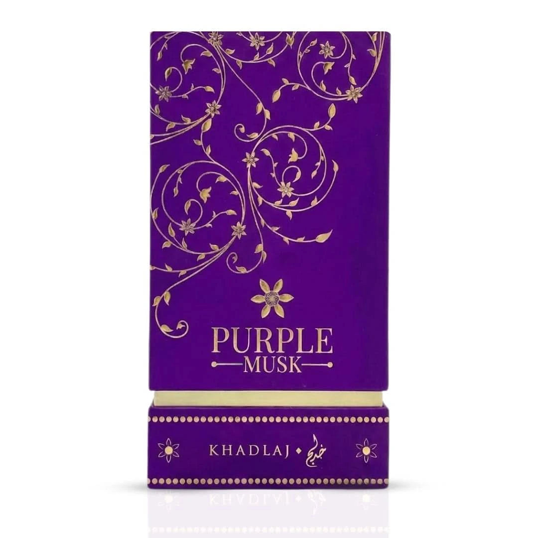 Purple Musk Concentrated Perfume Oil by Khadlaj in 20ml bottle, showcasing the elegant packaging and purple fragrance theme.